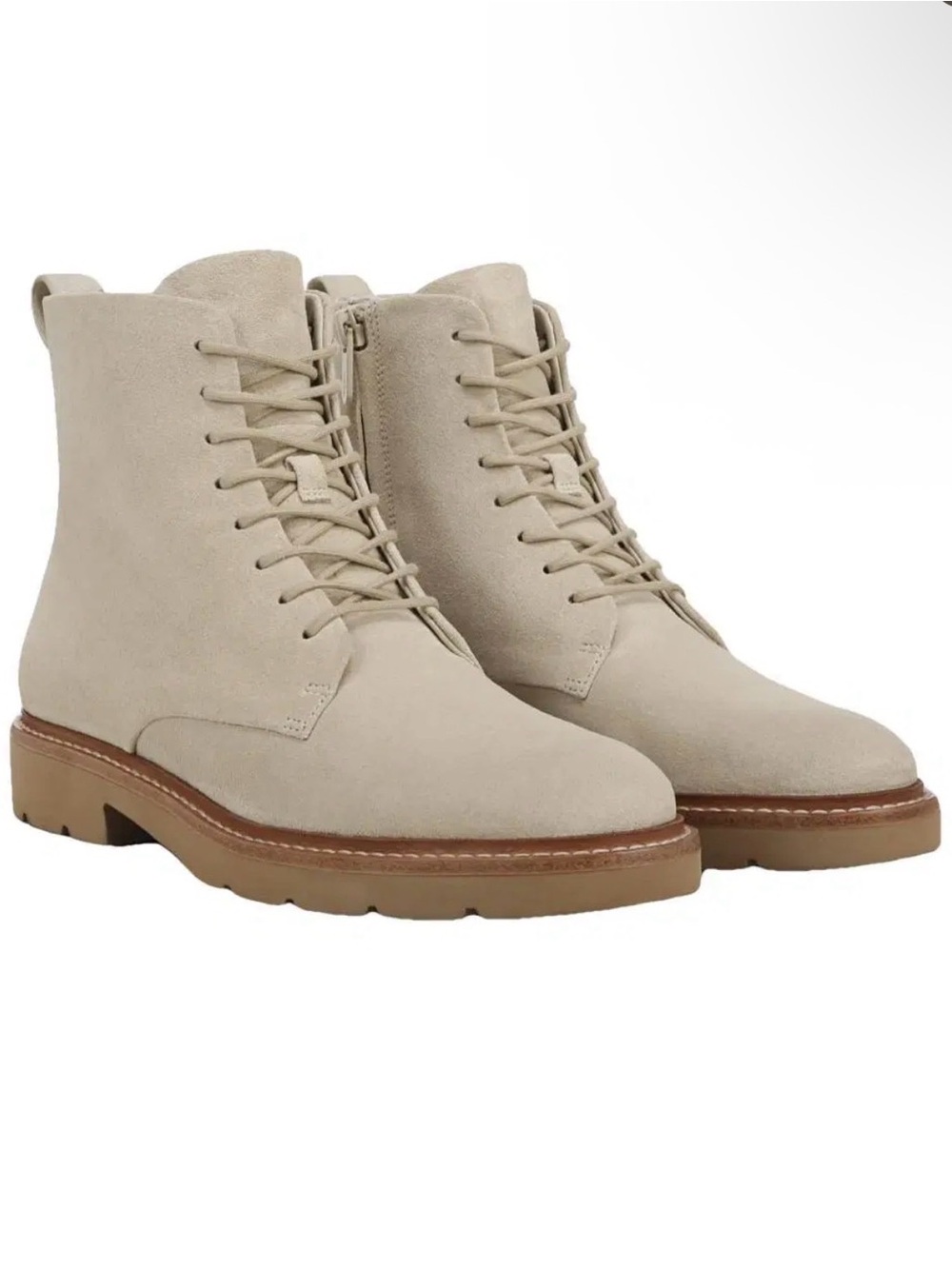 Vince Beige Suede Lace-Up Ankle Boots